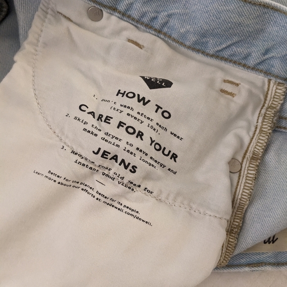 MADEWELL Jean Shorts Women Size 29 The 90s Mid-Length Denim Raw Hem - Picture 4 of 14